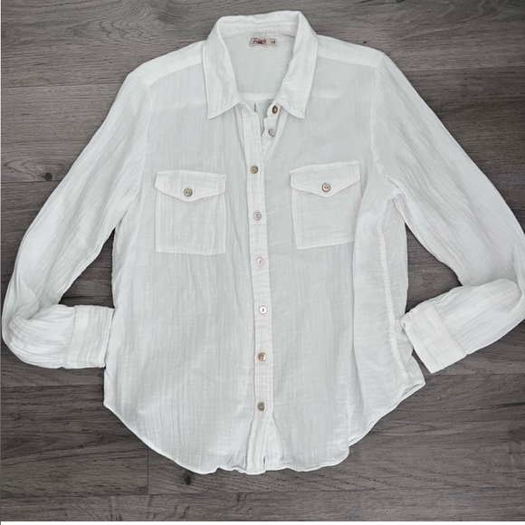 Faherty Dream Cotton Indio White Gauze Button Down Top Medium - Picture 1 of 6